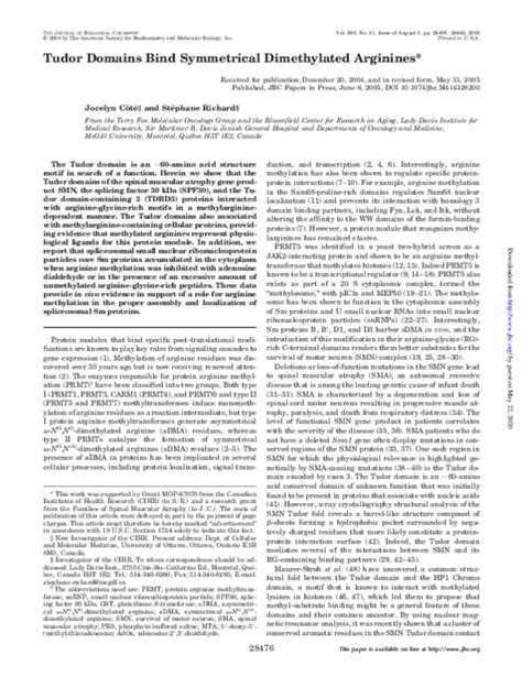 Tudor domains bind symmetrical dimethylated arginines.